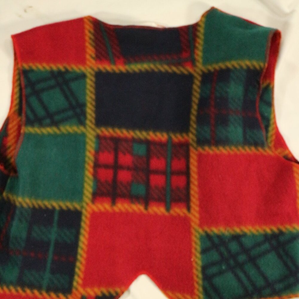 Vtg FASHIONS BY SHELL Dallas Plaid Patchwork Vest - Picture 3 of 13